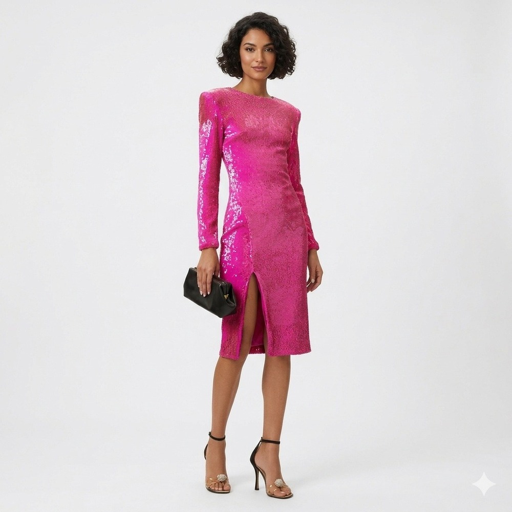 NWT Dress The Population Natalie Sequin Dress Women XXS Stretch Hot Pink Bodycon